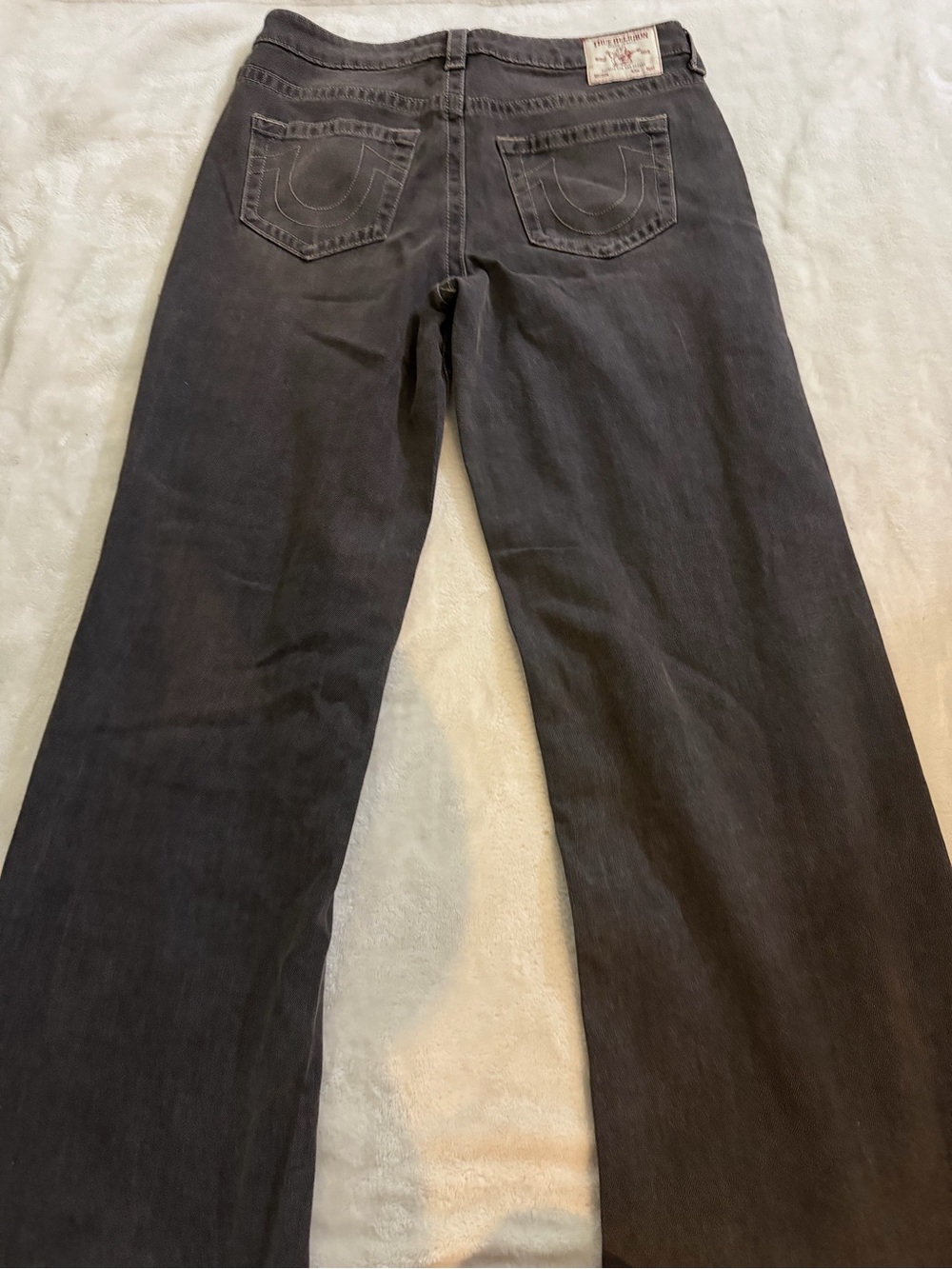 True Religion Light Blue Jeans with White Script Logo - Picture 3 of 7